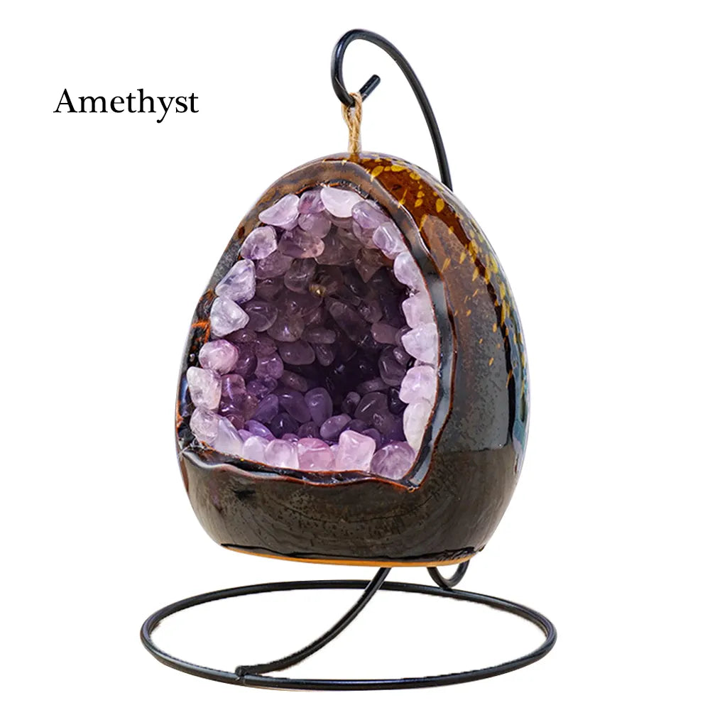 Natural Crystal Amethyst Cave Table Lamp