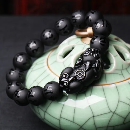 Natural Obsidian Fengshui Beaded Bracelet