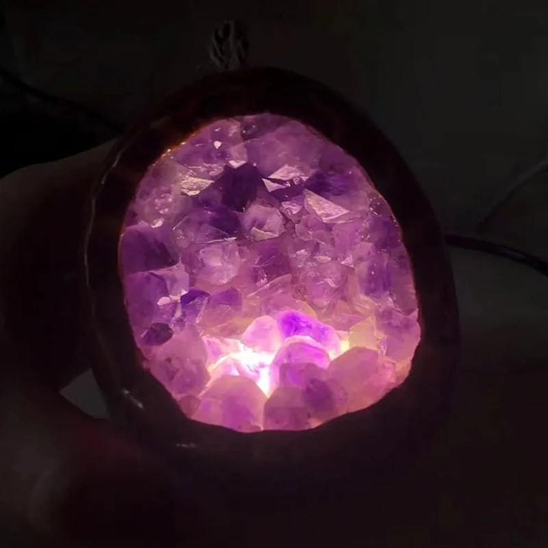 Natural Crystal Amethyst Cave Table Lamp