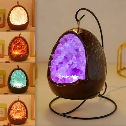 Natural Crystal Amethyst Cave Table Lamp