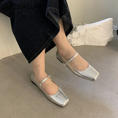 2024 New Flats Fashion Square Toe