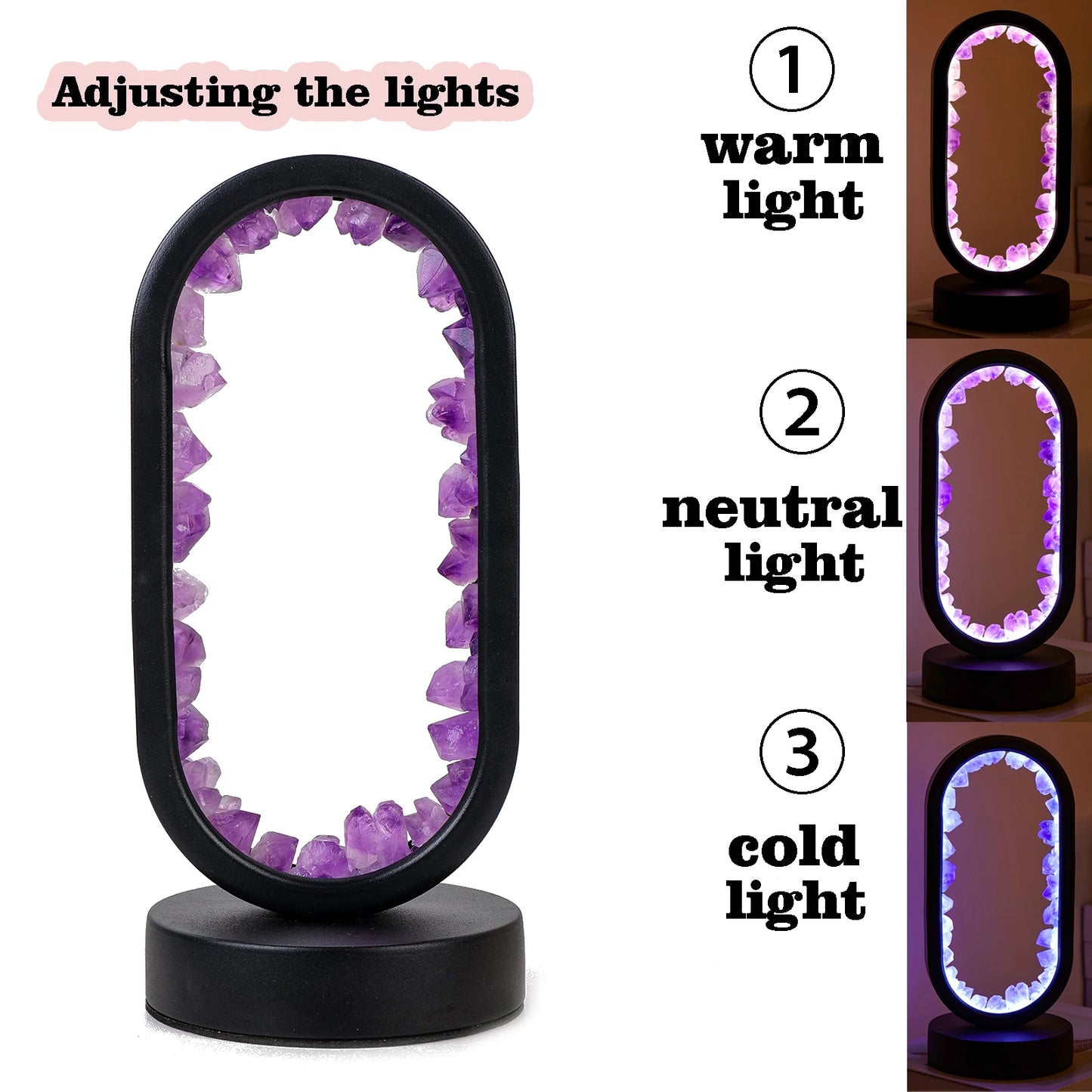 Natural amethyst crystal lamp healing stone