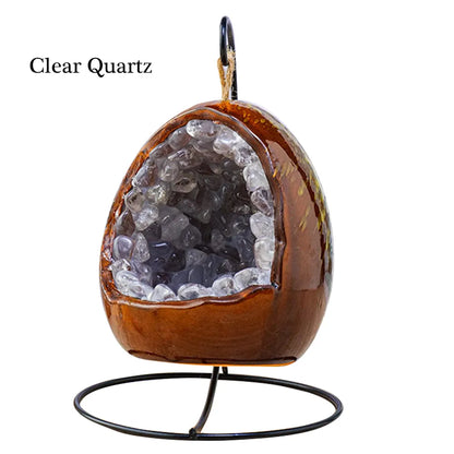 Natural Crystal Amethyst Cave Table Lamp