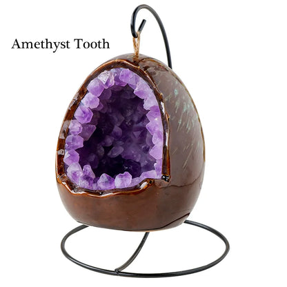 Natural Crystal Amethyst Cave Table Lamp