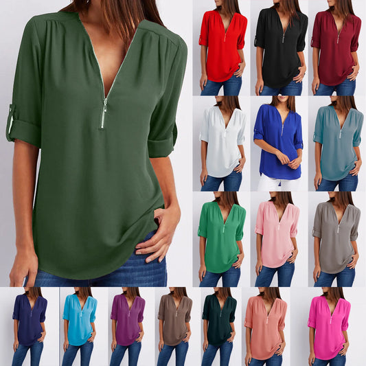 Summer Cool Loose Shirt Deep V Neck