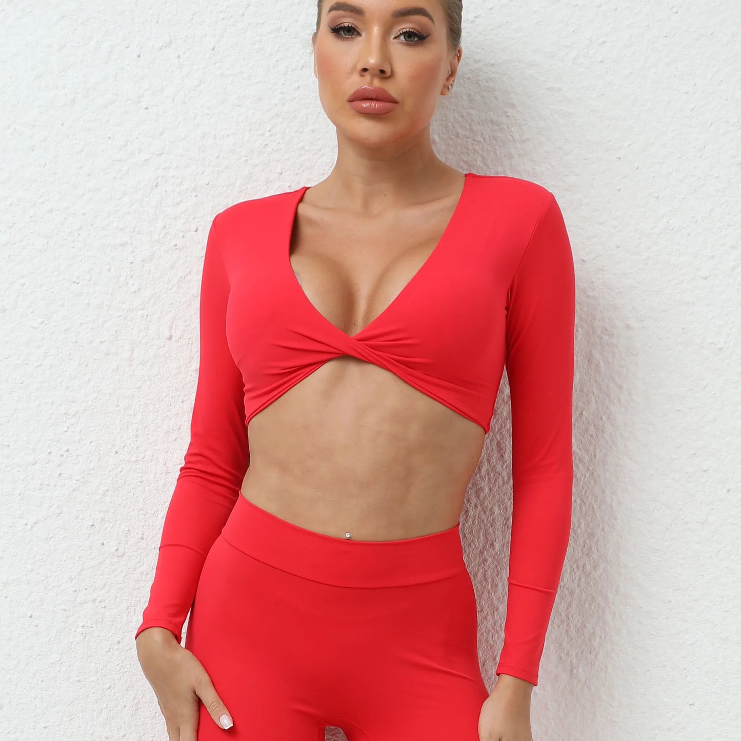 Long Sleeve Gym Crop Tops