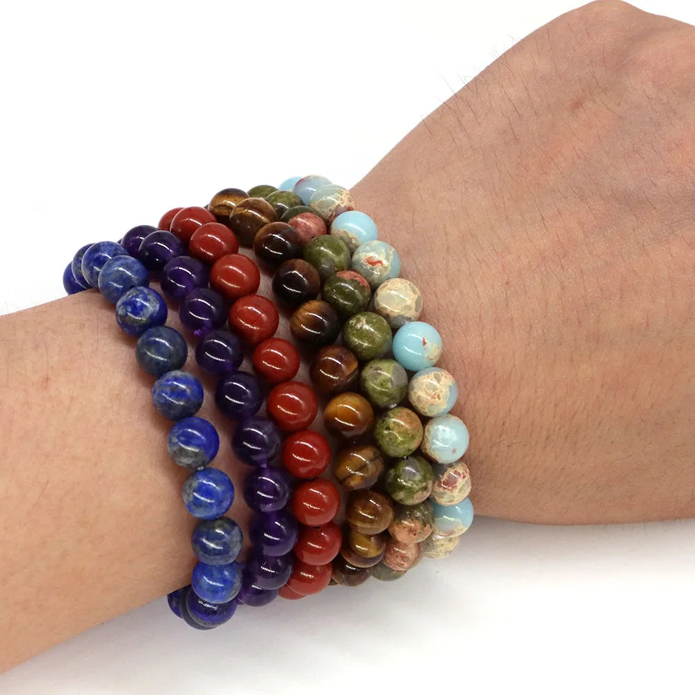 Natural Stone Round Beads Bracelet